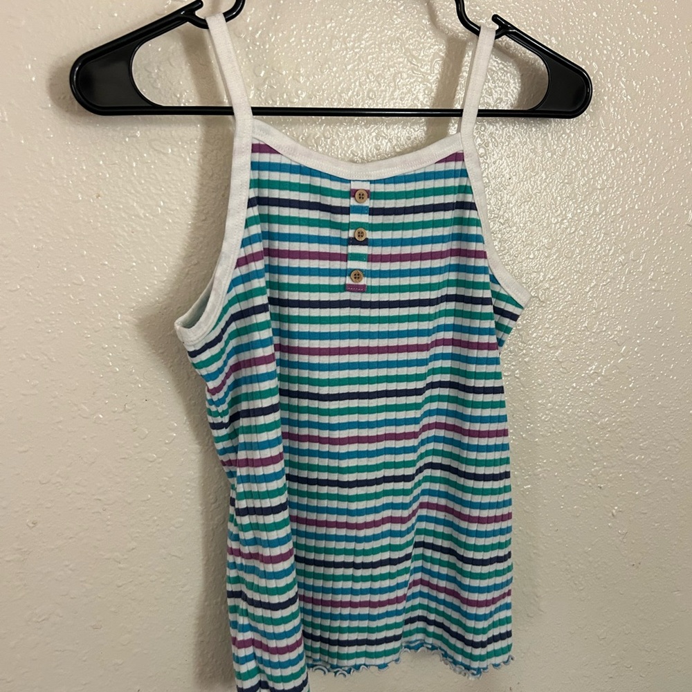 Cat & Jack Multicolor Striped Top with Button Accent